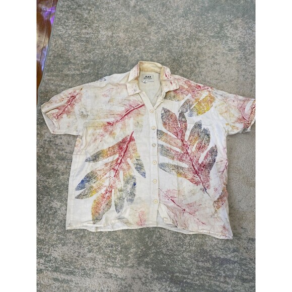 Flax by Jeanne Engelhart Size 1G (18-20) Autumn Leaves Leaf Print Button Down - Picture 1 of 7